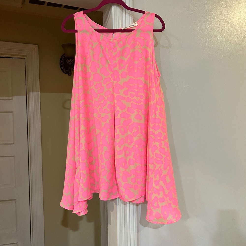 Buddy Love Adele Dress Large Pink Animal Print Sleeveless Casual Mini - Picture 2 of 6